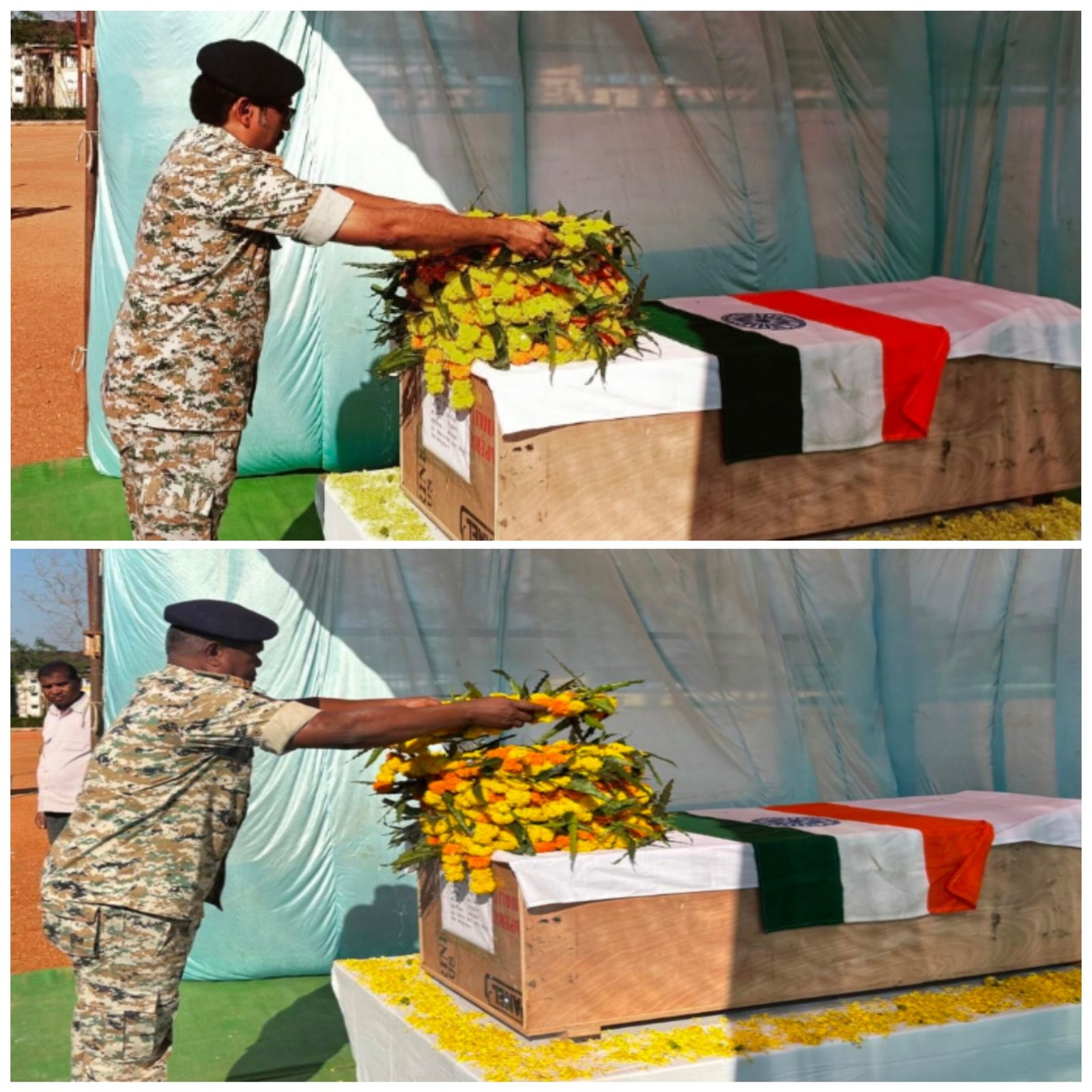 माओवादी मुठभेड़ में शहीद जवान को दी गई श्रद्धांजलि